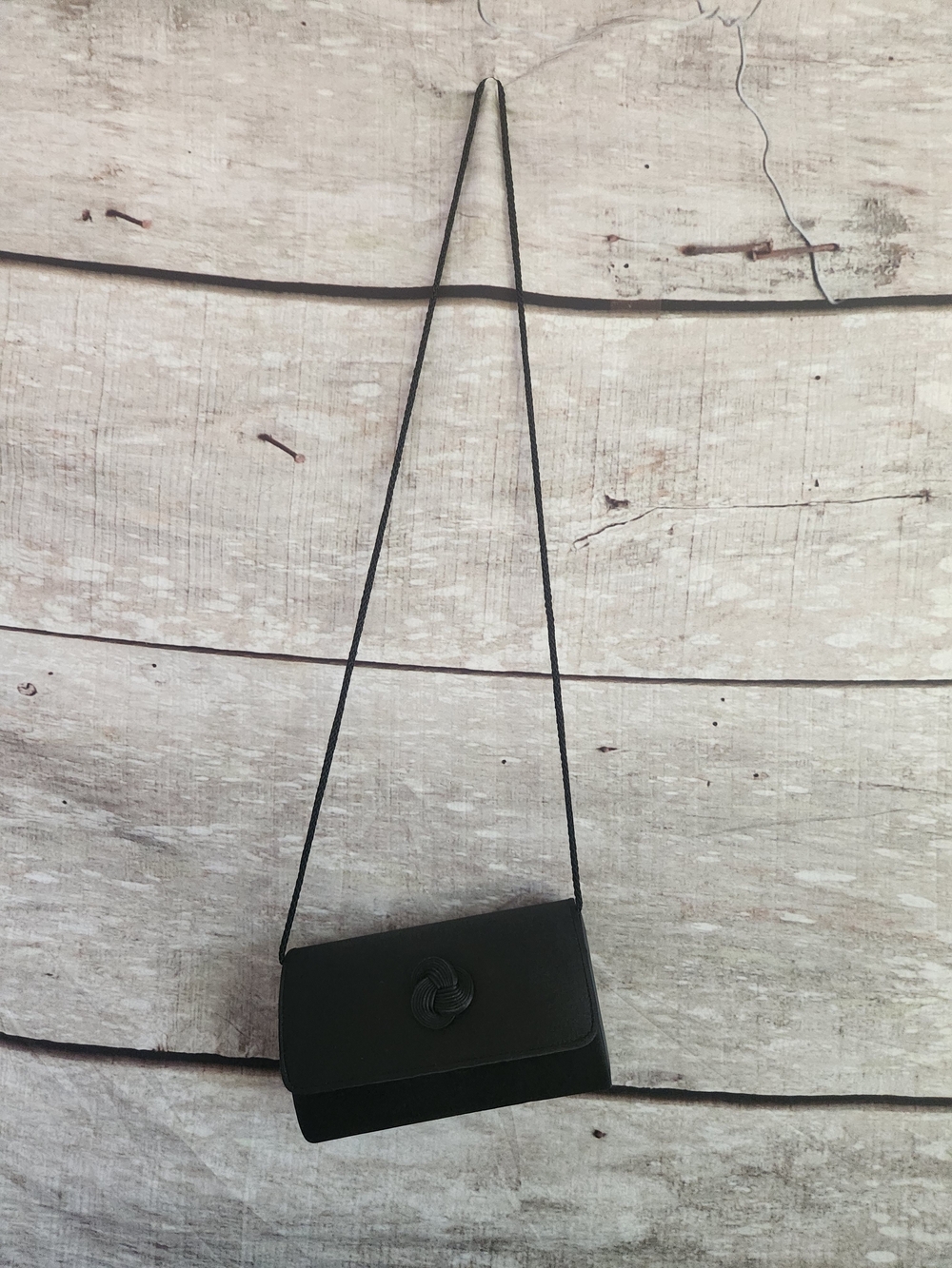 Black Mini Crossbody Bag with Knot Accent